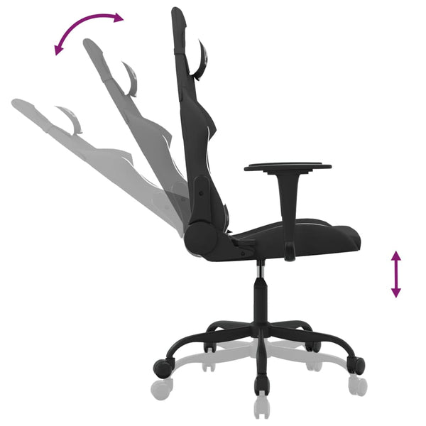 vidaXL Gaming Chair with Massage Function Black and White Fabric