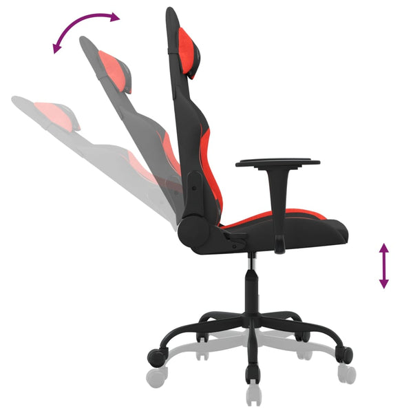 vidaXL Gaming Chair with Massage Function Black and Red Fabric
