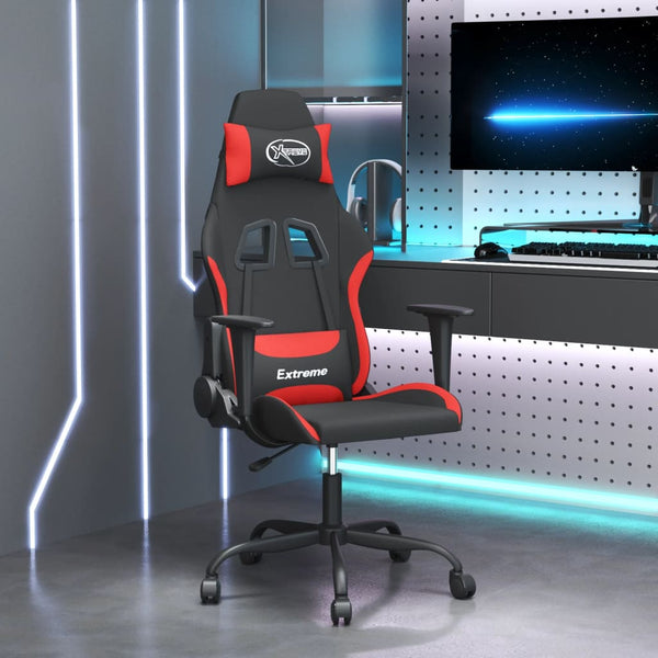 vidaXL Gaming Chair with Massage Function Black and Red Fabric