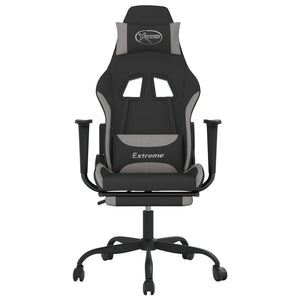 vidaXL Gaming Chair with Massage & Footrest Black and Light Grey Fabric
