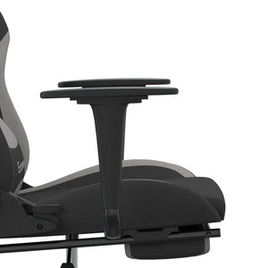 vidaXL Gaming Chair with Massage & Footrest Black and Light Grey Fabric