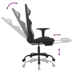vidaXL Gaming Chair with Massage & Footrest Black and Light Grey Fabric