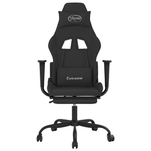vidaXL Gaming Chair with Massage & Footrest Black Fabric