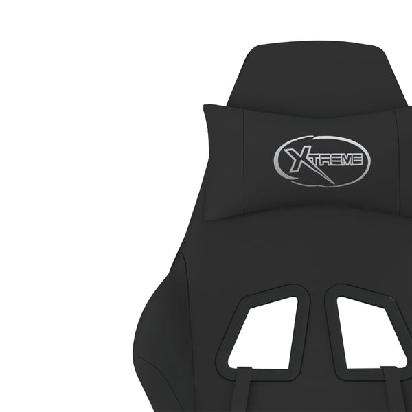 vidaXL Gaming Chair with Massage & Footrest Black Fabric