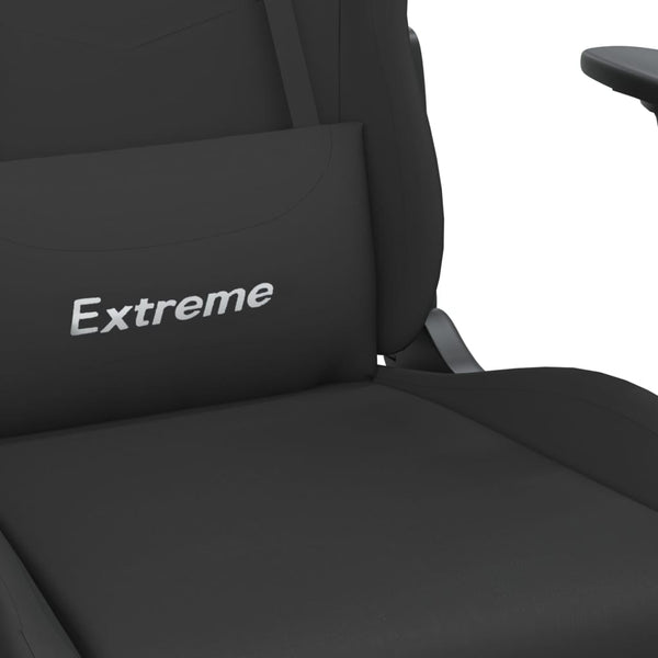 vidaXL Gaming Chair with Massage & Footrest Black Fabric