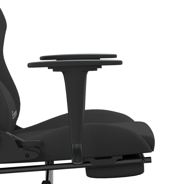 vidaXL Gaming Chair with Massage & Footrest Black Fabric