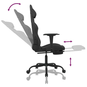 vidaXL Gaming Chair with Massage & Footrest Black Fabric