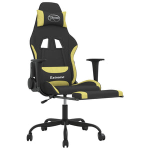 vidaXL Gaming Chair with Massage & Footrest Black and Light Green Fabric
