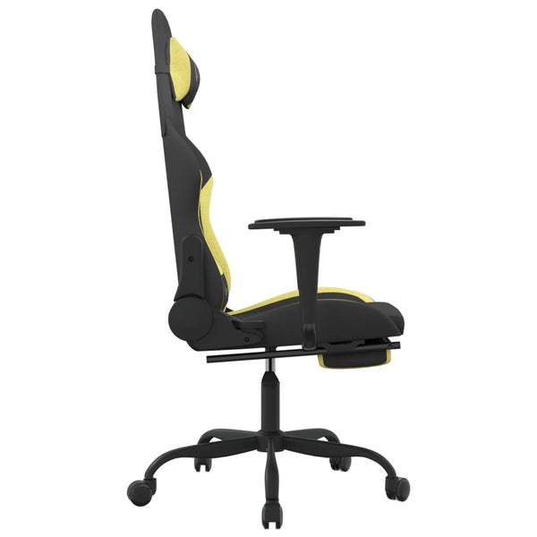 vidaXL Gaming Chair with Massage & Footrest Black and Light Green Fabric