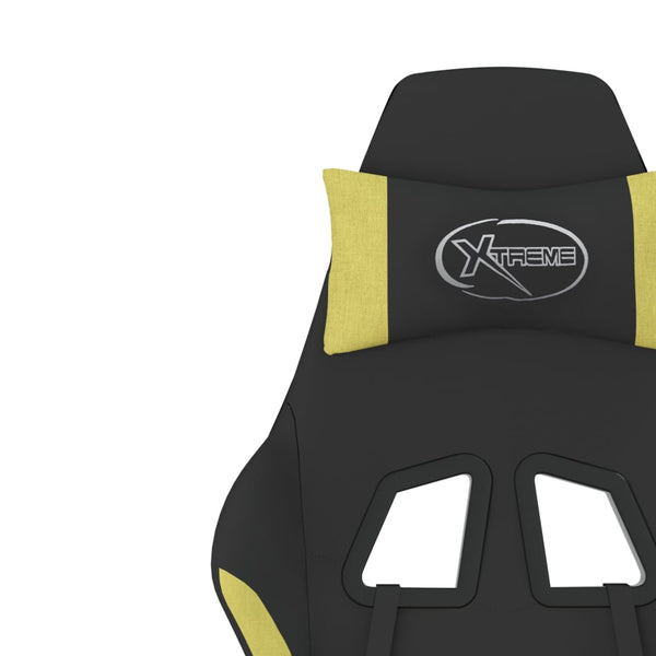 vidaXL Gaming Chair with Massage & Footrest Black and Light Green Fabric