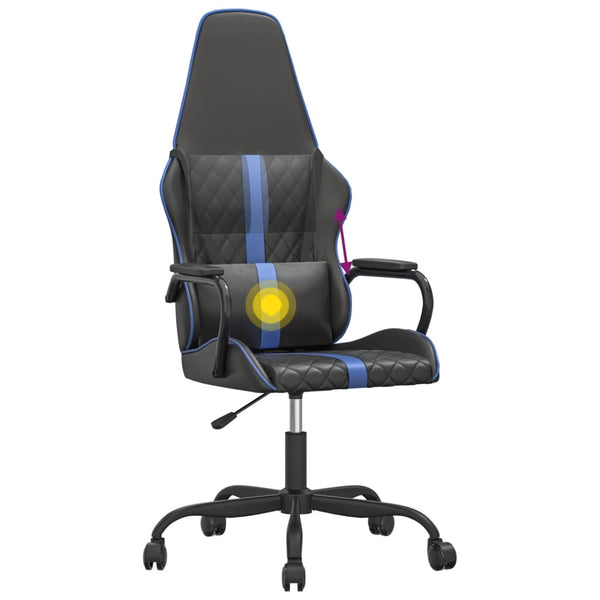 vidaXL Gaming Chair with Massage Function Blue and Black Faux Leather