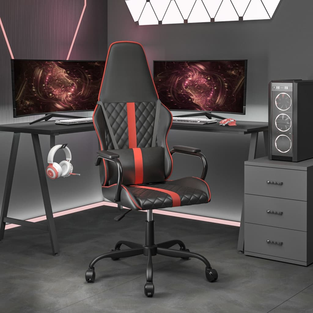 vidaXL Gaming Chair with Massage Function Red and Black Faux Leather