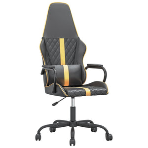 vidaXL Gaming Chair with Massage Function Gold and Black Faux Leather
