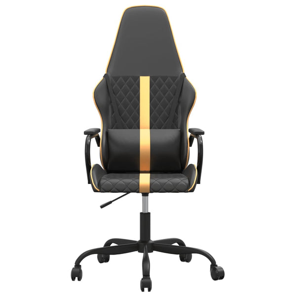 vidaXL Gaming Chair with Massage Function Gold and Black Faux Leather