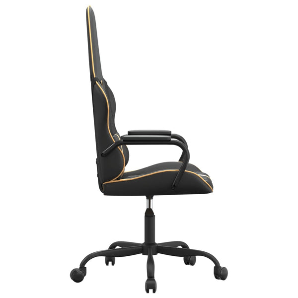 vidaXL Gaming Chair with Massage Function Gold and Black Faux Leather