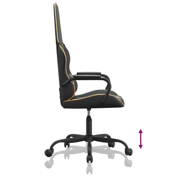 vidaXL Gaming Chair with Massage Function Gold and Black Faux Leather