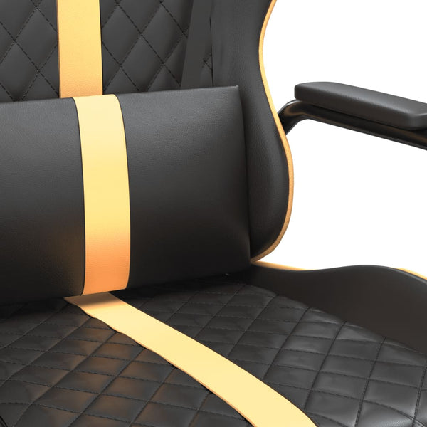 vidaXL Gaming Chair with Massage Function Gold and Black Faux Leather