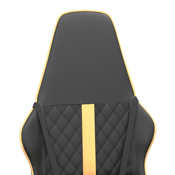 vidaXL Gaming Chair with Massage Function Gold and Black Faux Leather