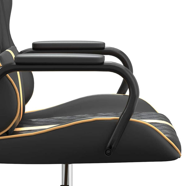 vidaXL Gaming Chair with Massage Function Gold and Black Faux Leather