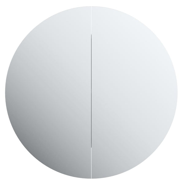 vidaXL Bathroom Cabinet with Round Mirror & LED Oak Look