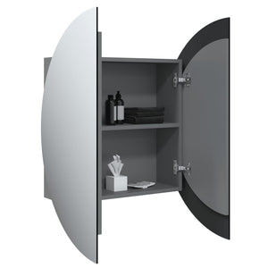 vidaXL Bathroom Cabinet with Round Mirror & LED Grey 54x54x17.5 cm