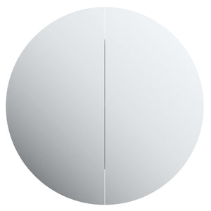 vidaXL Bathroom Cabinet with Round Mirror & LED Grey 54x54x17.5 cm