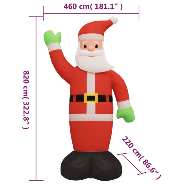 vidaXL Inflatable Santa Claus with LEDs 820 cm