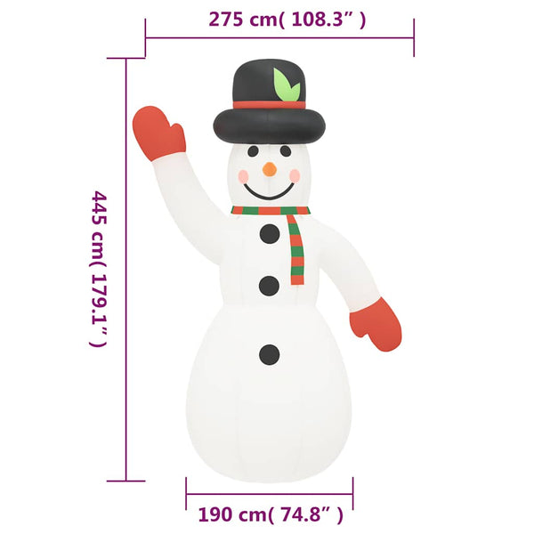 vidaXL Inflatable Snowman with LEDs 455 cm