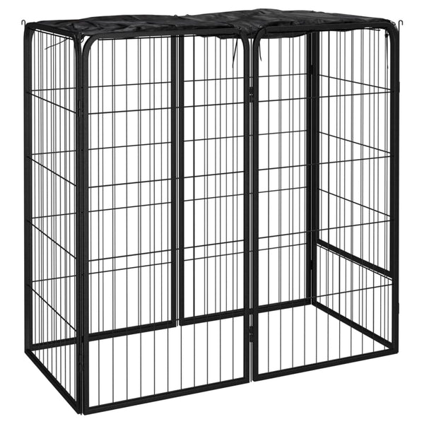 vidaXL 6-Panel Dog Playpen Black 50x100cm Powder-Coated Steel