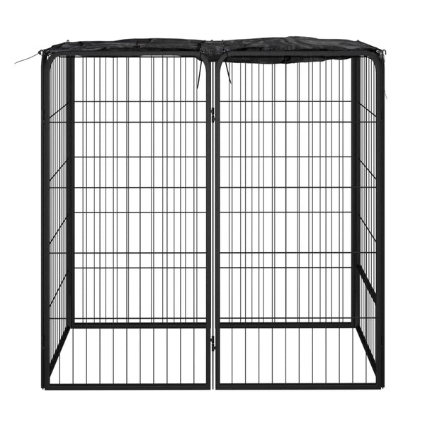vidaXL 6-Panel Dog Playpen Black 50x100cm Powder-Coated Steel