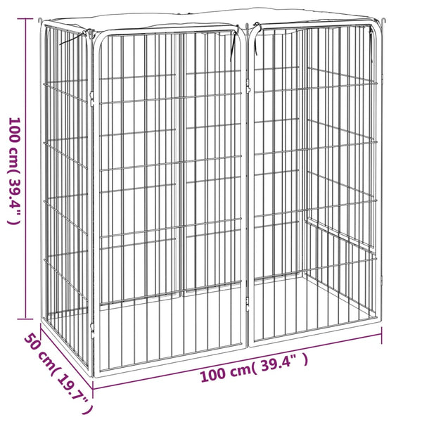 vidaXL 6-Panel Dog Playpen Black 50x100cm Powder-Coated Steel