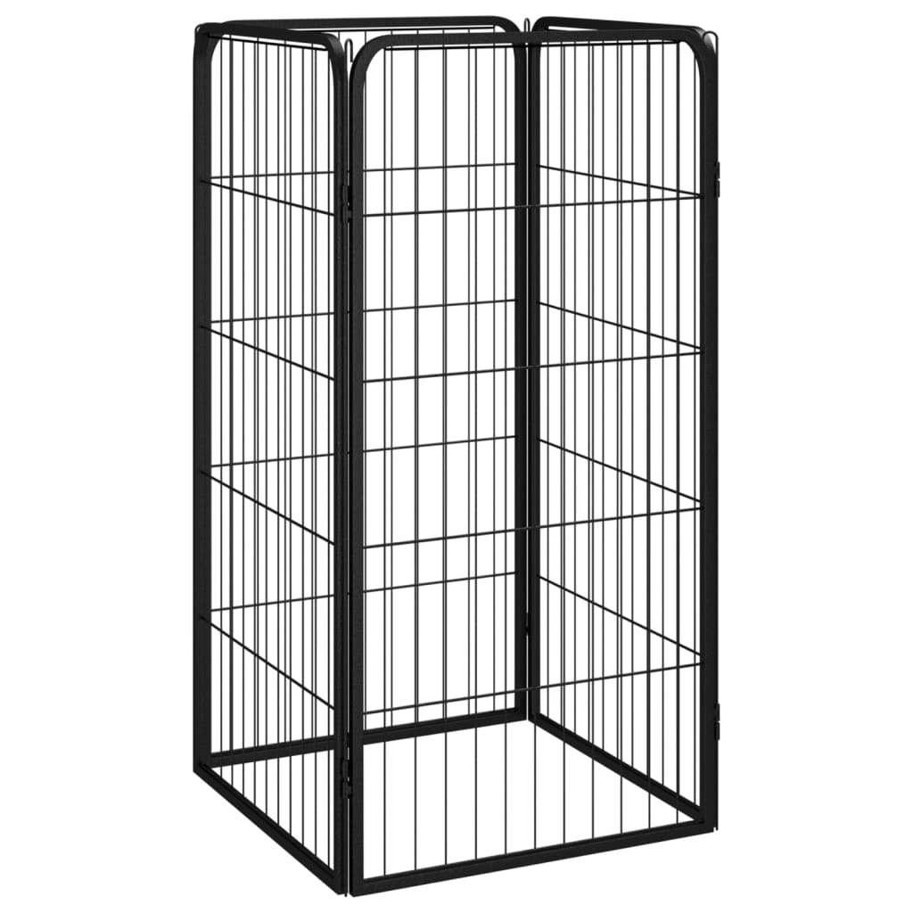 vidaXL 4-Piece Dog Playpen Black 50x100 cm Powder-Coated Steel