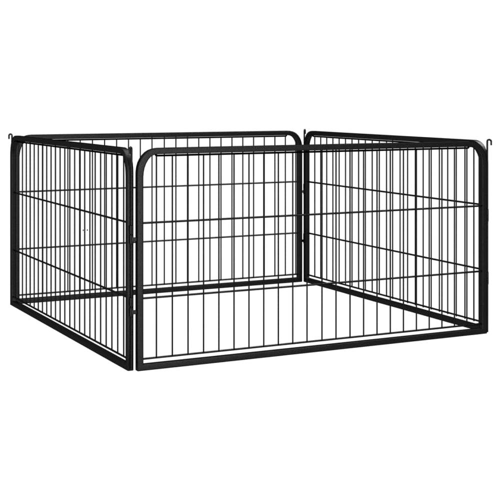vidaXL 4-Piece Dog Playpen Black 100x50 cm Powder-Coated Steel