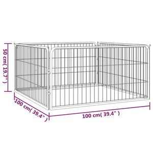 vidaXL 4-Piece Dog Playpen Black 100x50 cm Powder-Coated Steel