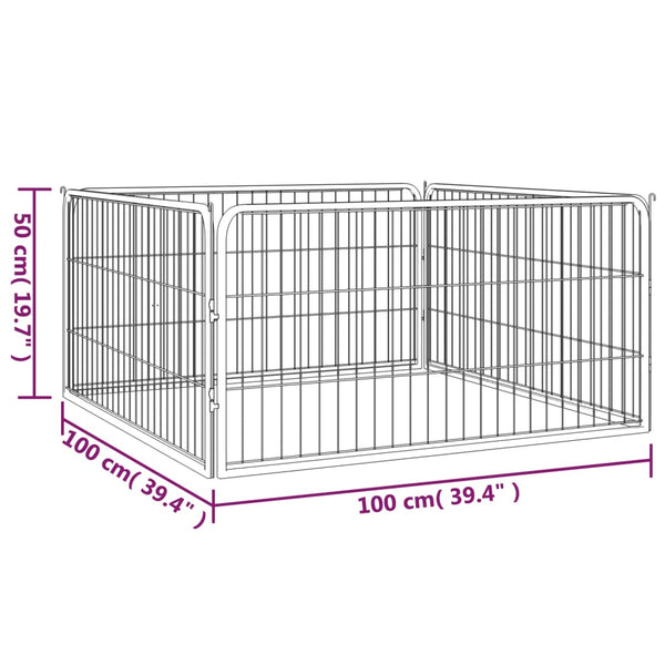 vidaXL 4-Piece Dog Playpen Black 100x50 cm Powder-Coated Steel