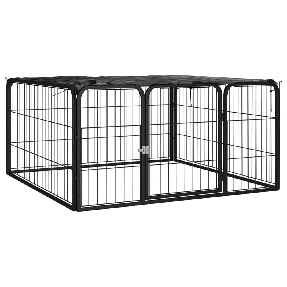 vidaXL 4-Piece Dog Playpen Black 100x50 cm Powder-Coated Steel