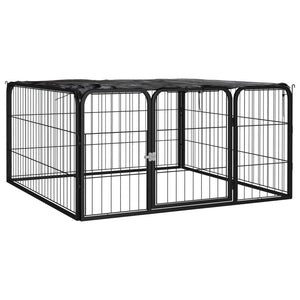 vidaXL 4-Piece Dog Playpen Black 100x50 cm Powder-Coated Steel