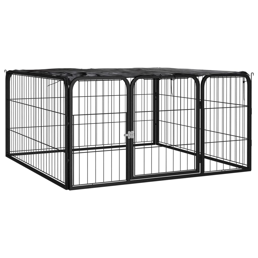 vidaXL 4-Piece Dog Playpen Black 100x50 cm Powder-Coated Steel