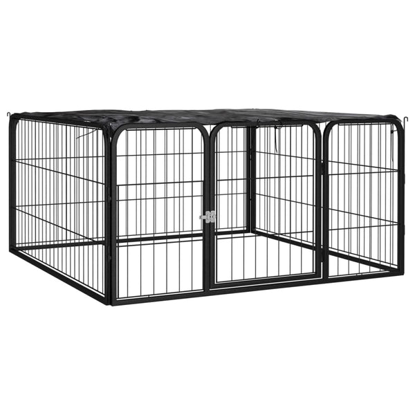 vidaXL 4-Piece Dog Playpen Black 100x50 cm Powder-Coated Steel