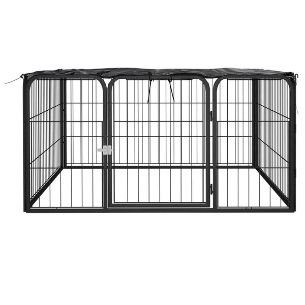 vidaXL 4-Piece Dog Playpen Black 100x50 cm Powder-Coated Steel
