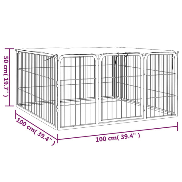 vidaXL 4-Piece Dog Playpen Black 100x50 cm Powder-Coated Steel
