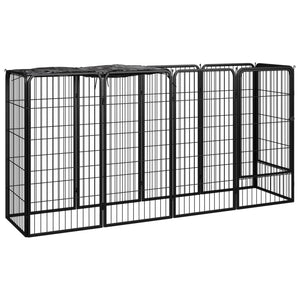 vidaXL 10-piece Dog Playpen Black 50x100cm Powder-Coated Steel