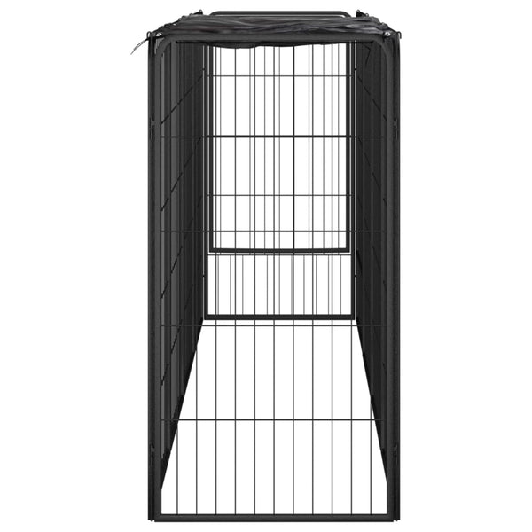 vidaXL 10-piece Dog Playpen Black 50x100cm Powder-Coated Steel