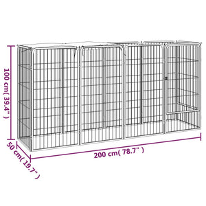 vidaXL 10-piece Dog Playpen Black 50x100cm Powder-Coated Steel
