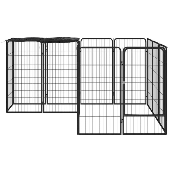 vidaXL 14-Piece Dog Playpen Black 50x100cm Powder-Coated Steel