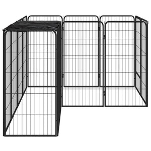 vidaXL 14-Piece Dog Playpen Black 50x100cm Powder-Coated Steel