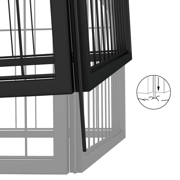 vidaXL 14-Piece Dog Playpen Black 50x100cm Powder-Coated Steel