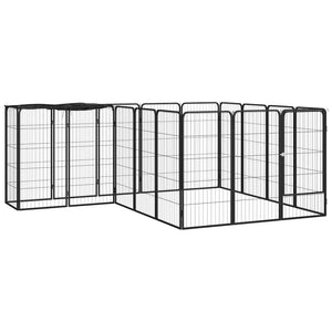 vidaXL 18-piece Dog Playpen Black 50x100cm Powder-Coated Steel