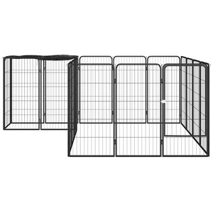 vidaXL 18-piece Dog Playpen Black 50x100cm Powder-Coated Steel
