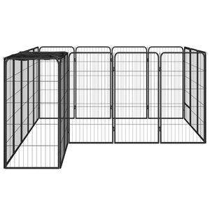 vidaXL 18-piece Dog Playpen Black 50x100cm Powder-Coated Steel